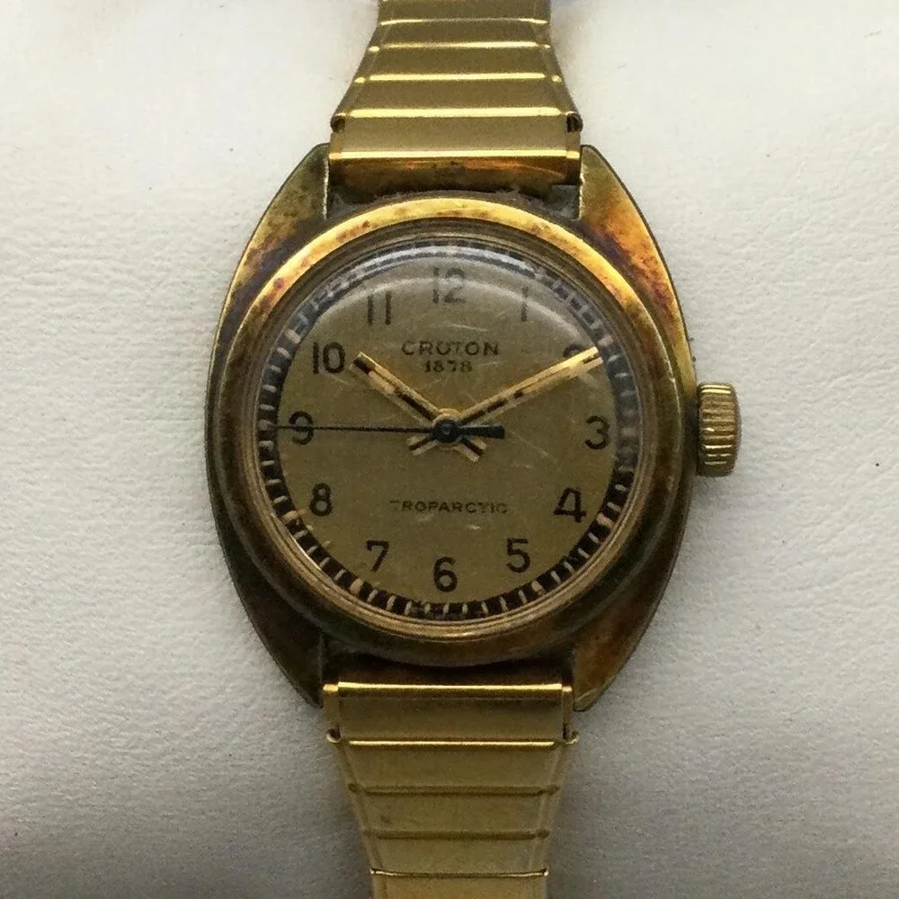 Vintage Croton Troparctic Womens Watch 23mm Champagne Dial Gold Tone Manual Wind